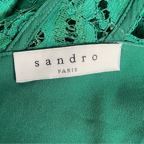 Sandro Riviera Lace Mini Dress in Green Sz 2 - Picture 12 of 15